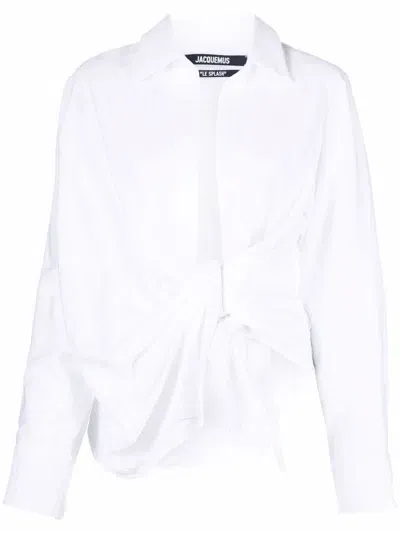 Jacquemus Bahia Blouse With Knot In White