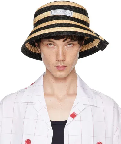 Jacquemus Beige & Black La Casa 'le Chapeau Vela' Hat In 1fy Ivory Black