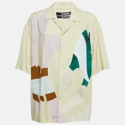 Pre-owned Jacquemus Beige Printed Crepe La Chemise Jean Shirt Xxl In Cream