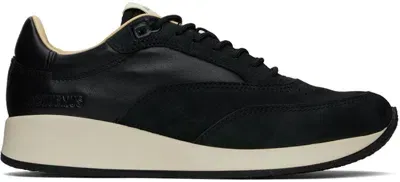 Jacquemus La Daddy Topstitched Leather Low-top Trainers In Black