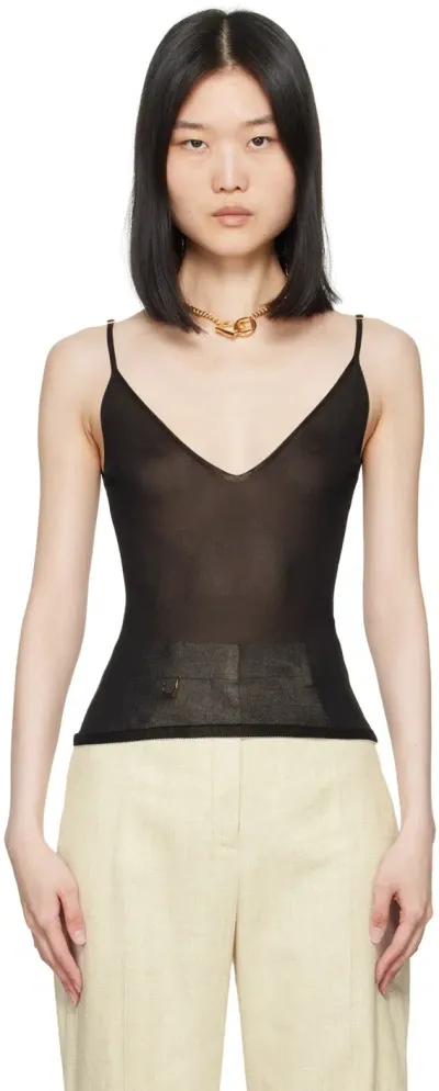 Jacquemus Black La Casa 'la Maille Spallina' Tank Top In 990 Black