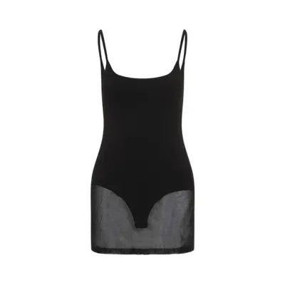 Jacquemus La Robe Maille Roupao Sheer Minidress In Black