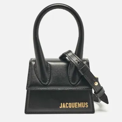 Pre-owned Jacquemus Black Leather Mini Le Chiquito Top Handle Bag