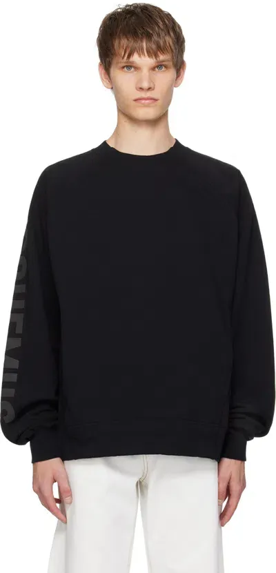 Jacquemus Le Sweatshirt Typo Cotton Top In Black