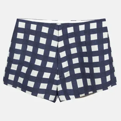 Pre-owned Jacquemus Blue Gingham Silk Blend Le Limao Shorts S