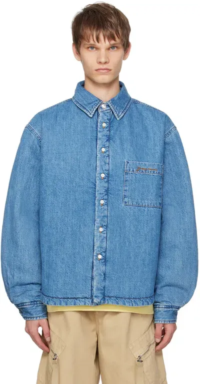 Jacquemus Blue Les Classiques 'la Chemise Boulanger' Denim Jacket In 33c Blue/tabac