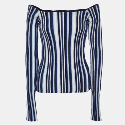 Pre-owned Jacquemus Blue Striped Wool Knit La Maille Top S