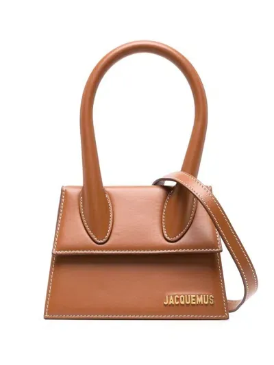 Jacquemus Tote Bag 'le Chiquito Moyen' In Calfskin Leather In Marrone