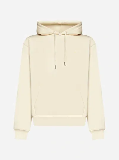 Jacquemus Brode Logo-embroidery Organic-cotton Hoodie In Beige