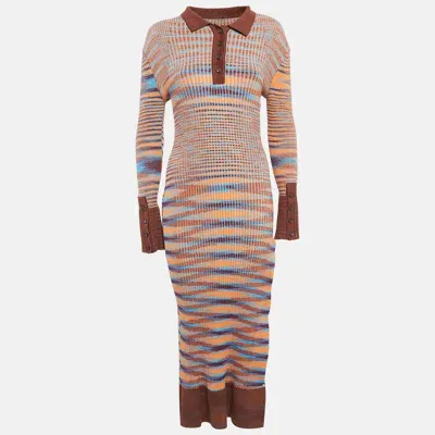 Pre-owned Jacquemus Brown Rib Knit La Robe Zucca Midi Dress M