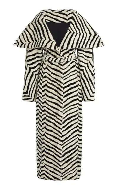 Jacquemus Caruso Zebra-jacquard Cotton Coat In Black