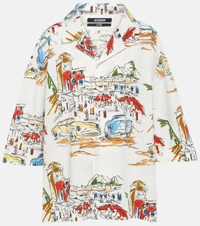 Jacquemus Casaco Printed Cotton Bowling Shirt In White