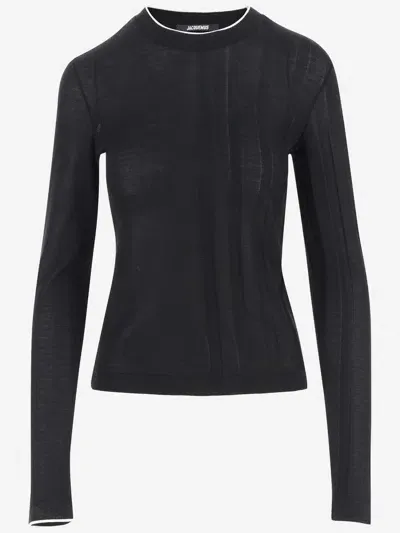 Jacquemus Cotton Long Sleeved Shirt In Black