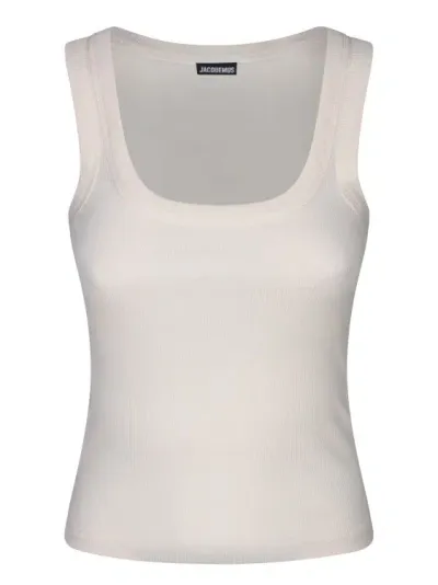 Jacquemus Cotton Tank Top In Neutrals