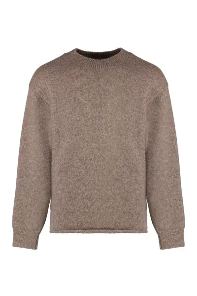 Jacquemus Crew-neck Wool Sweater In Beige