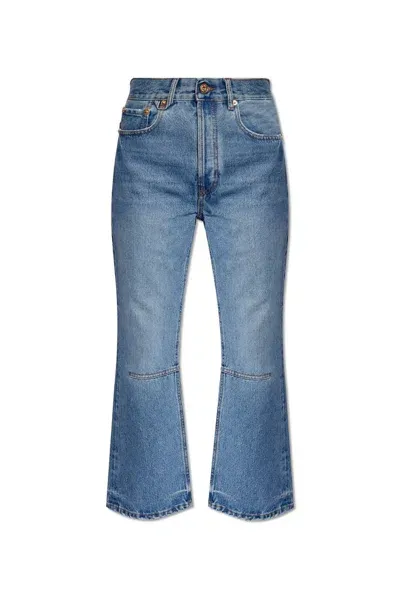 Jacquemus Cropped Flared Jeans In Blu