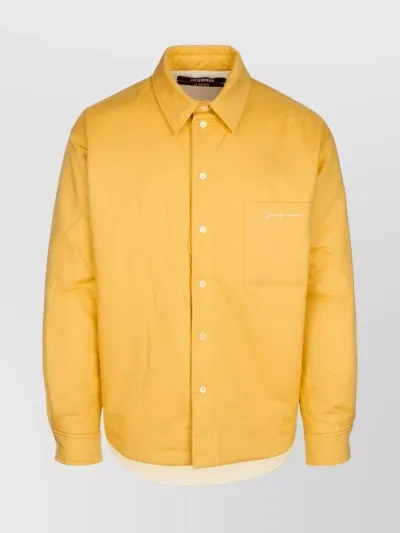 Jacquemus Logo Embroidered Buttoned Jacket In Yellow