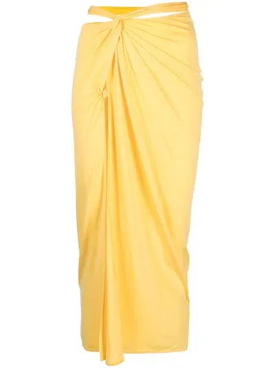 Jacquemus Women's La Jupe Espelho Jersey Midi Skirt In Yellow