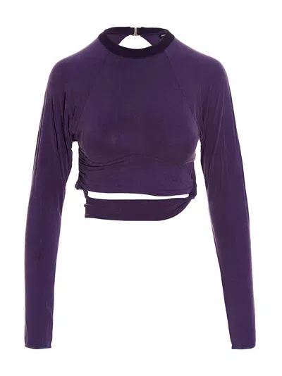 Jacquemus Le Tshirt Espelho Cupro Open Back Top In Purple