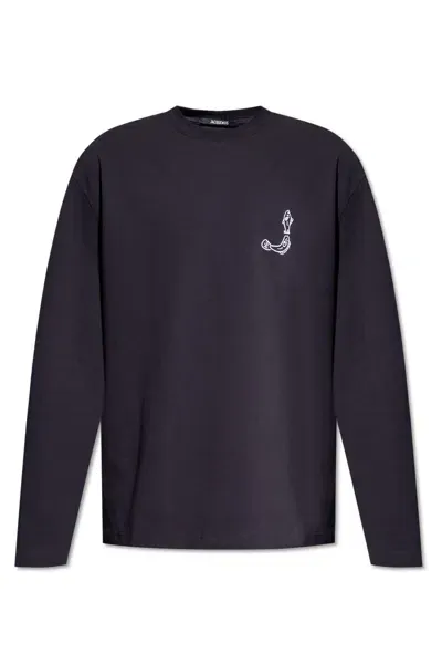 Jacquemus Fisherman Embroidered Long-sleeve T-shirt In Blue