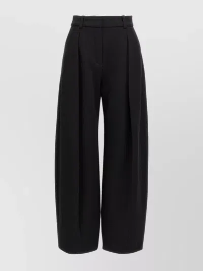 Jacquemus Front Pleated High Waist Wide Leg Pants In Schwarz