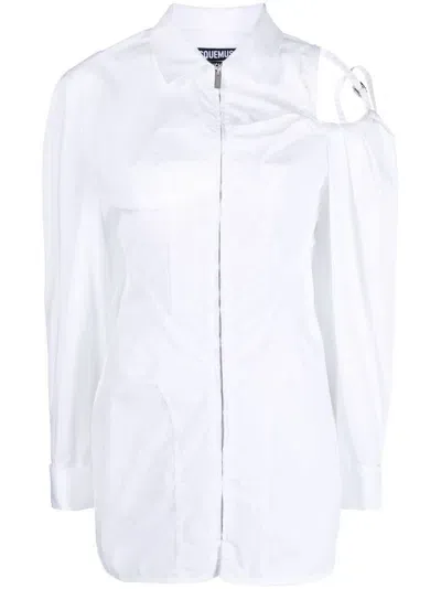 Jacquemus Galliga Asymmetric Shirt Dress In White