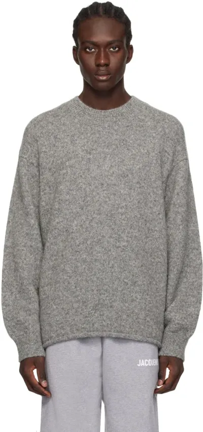 Jacquemus Logo Intarsia Knit Sweater In Gray