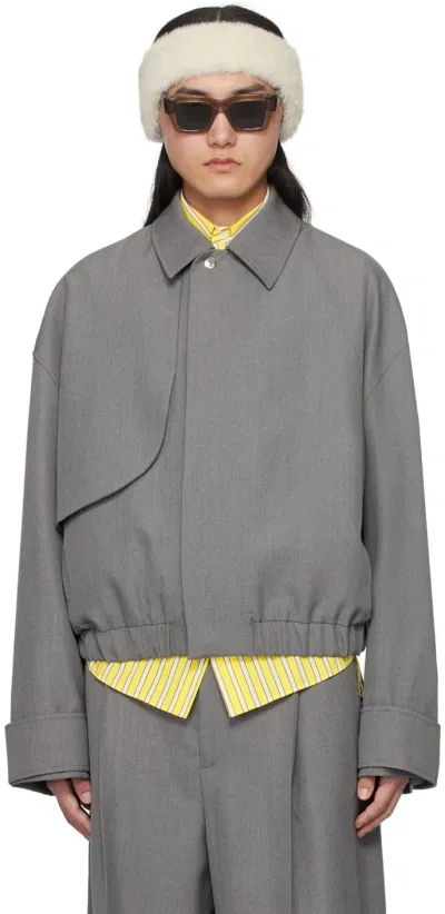 Jacquemus Le Blouson Salti Virgin Wool Trench Bomber Jacket In Flap Detail On Shoulder