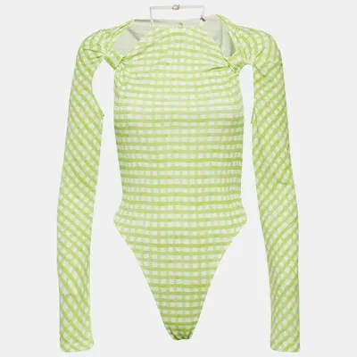 Pre-owned Jacquemus Green Checks Jersey Le Body Nodi Bodysuit M