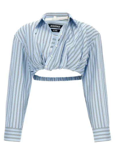 Jacquemus 'la Chemise Bahia Courte' Shirt In Light Blue