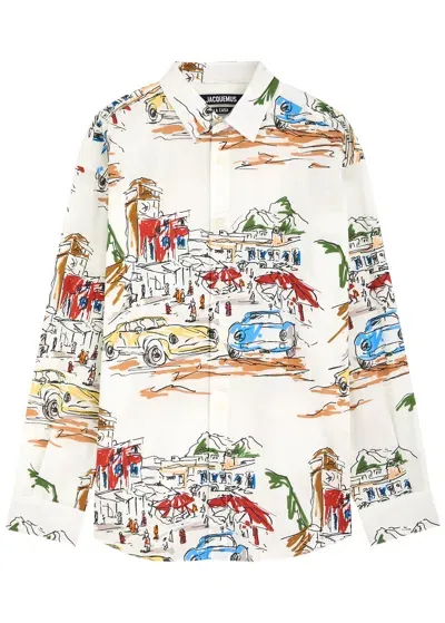 Jacquemus La Chemise Simon Printed Cotton Shirt In White