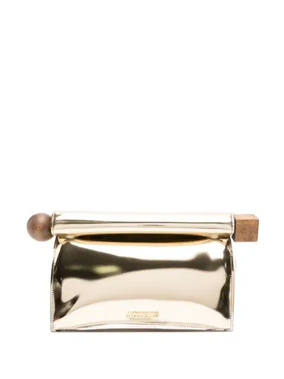 Jacquemus La Pochette Rond Carré Clutch Bag In Gold