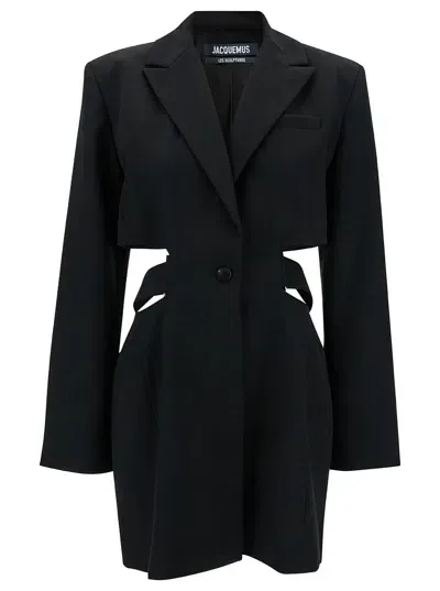 Jacquemus La Robe Bari Black Single-breasted Jacket With Cut-out In Wool Woman