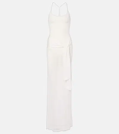 Jacquemus La Robe Maille Nodo Sheer Gown In White