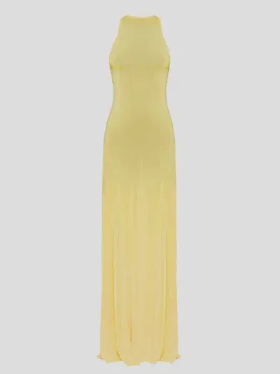 Jacquemus La Robe Maille Sculta Semi Sheer Maxi Dress In Yellow