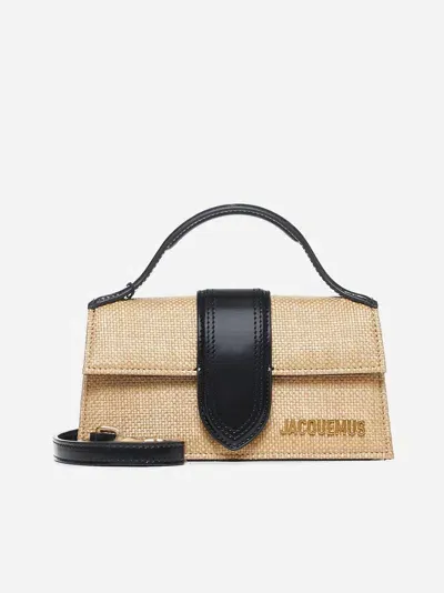 Jacquemus Le Bambino Raffia-effect And Leather Bag In Beige