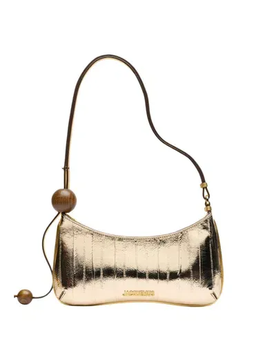 Jacquemus Le Bisou Perle Leather Shoulder Bag In Gold