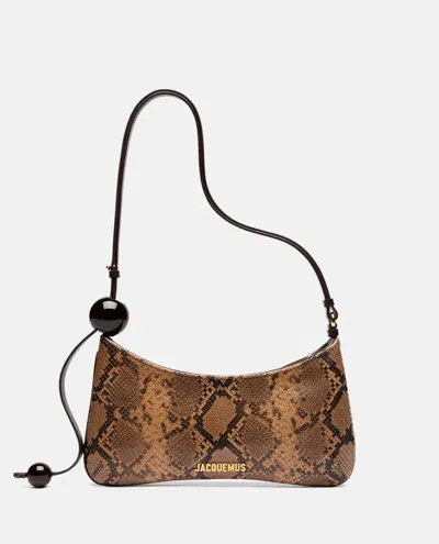 Jacquemus Le Bisou Perle Leather Shoulder Bag In Light Brown