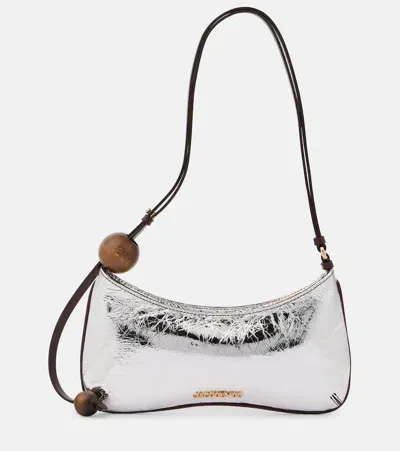 Jacquemus Le Bisou Perle Metallic Leather Shoulder Bag In Silver