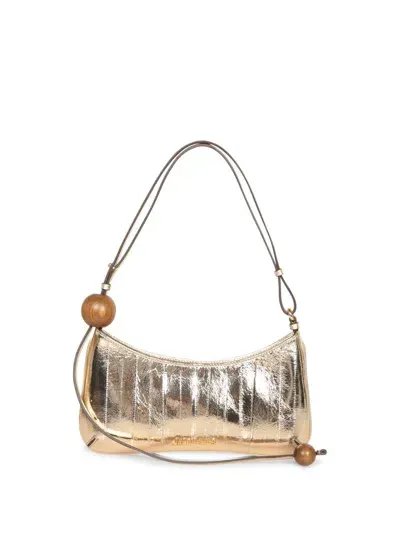 Jacquemus Le Bisou Perle Leather Shoulder Bag In Gold