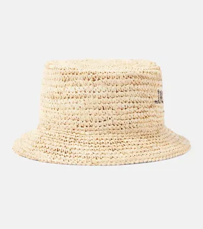 Jacquemus Le Bob Pesco Raffia Bucket Hat In Nude & Neutrals