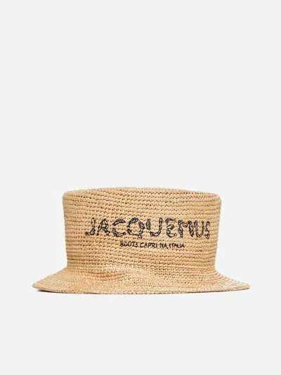 Jacquemus Le Bob Pesco Raffia Hat In Beige