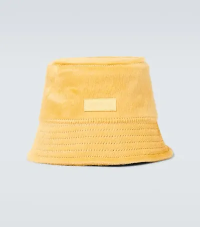 Jacquemus Le Bob Sperone Calf Hair Bucket Hat In Yellow