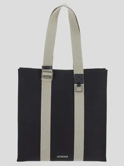 Jacquemus Le Cabas Cuerda Grosgrain Messenger Tote Bag In Black