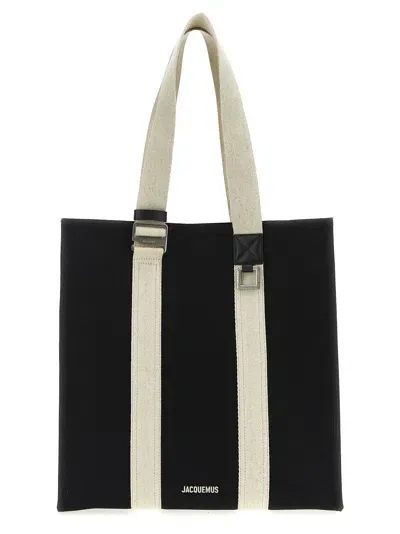 Jacquemus Le Cabas Cuerda Tote Bag In White/black