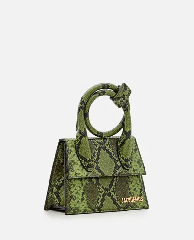 Jacquemus Le Chiquito Noeud Leather Shoulder Bag In Green