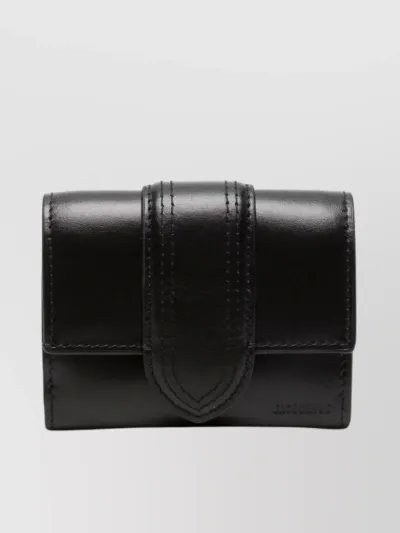 Jacquemus Lambskin Tri-fold Wallet With Gold-tone Hardware In 990 Black