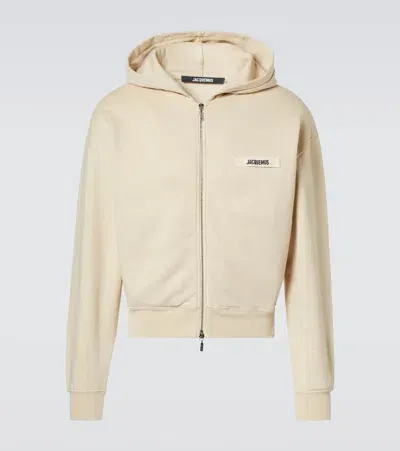 Jacquemus Le Hoodie Gros Grain Cotton Hoodie In Beige