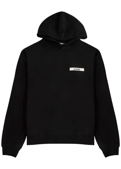 Jacquemus Le Hoodie Gros Grain Cotton Sweatshirt In Black