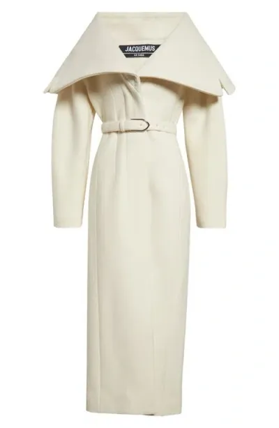 Jacquemus Le Manteau Caruso Belted Wool Coat In White